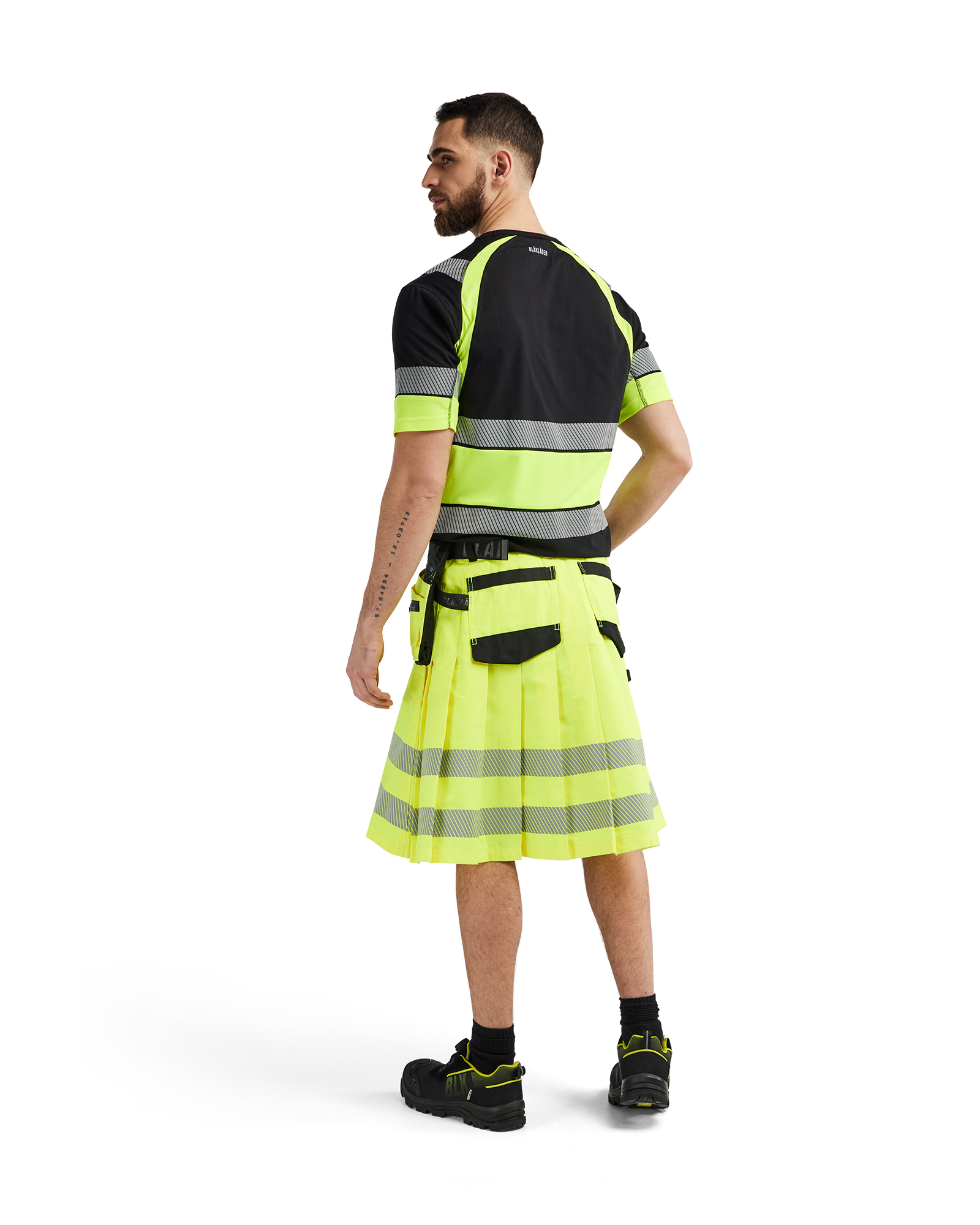 Kilt haute-visibilité Jaune fluo/Noir