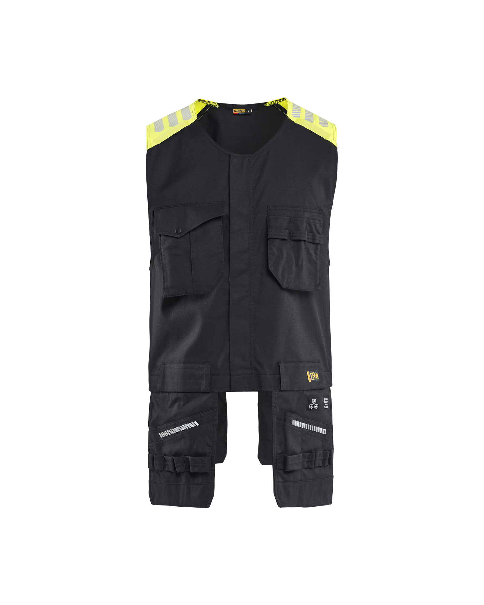 Gilet de travail porte-outils multinormes inhérent - Noir/Jaune fluo image