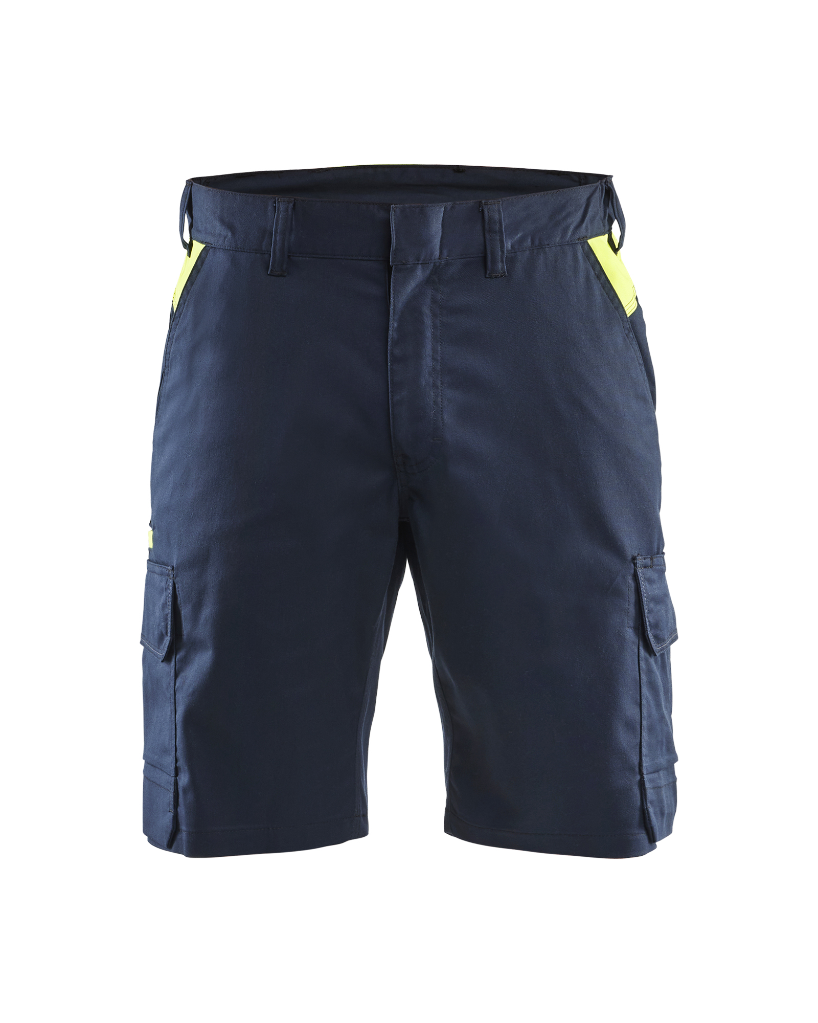 Short Industrie stretch 2D - Bleu marine/Jaune fluo image