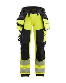 Dames High Vis werkbroek 4-weg stretch met gereedschapszakken