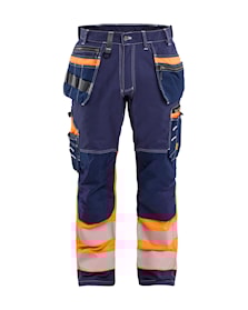 High Vis werkbroek met stretch en gereedschapszakken