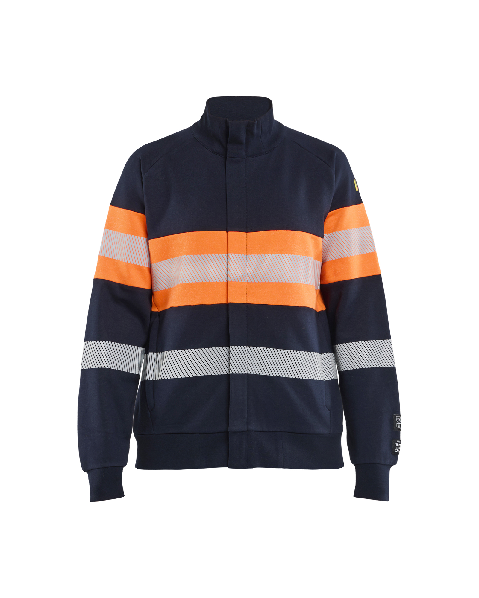 Sweat de travail zippé multinormes inhérent sans métal femme feMyanMare - Marine/Orange fluo image