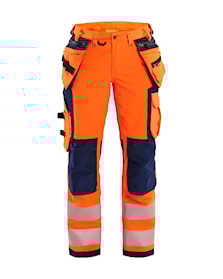 Dames High Vis werkbroek 4-weg stretch met gereedschapszakken