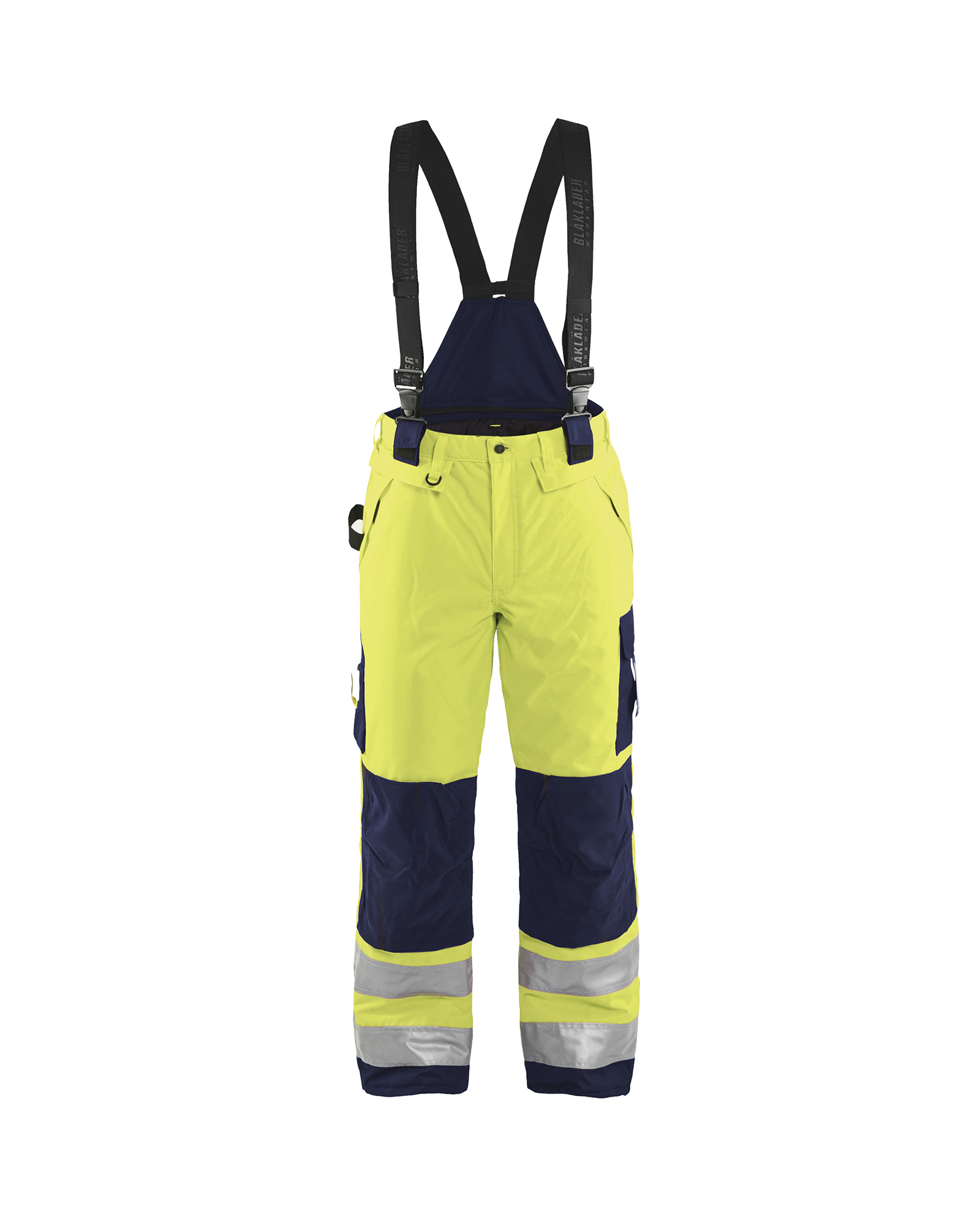 Pantalon de travail à bretelles haute-visibilité doublé - Jaune fluo/Marine image