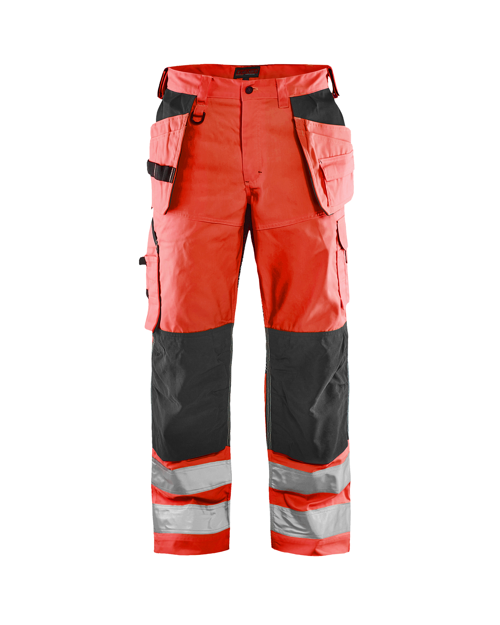 Pantalon de travail aéré haute-visibilité +stretch poches flottantes - Rouge fluo/Noir image