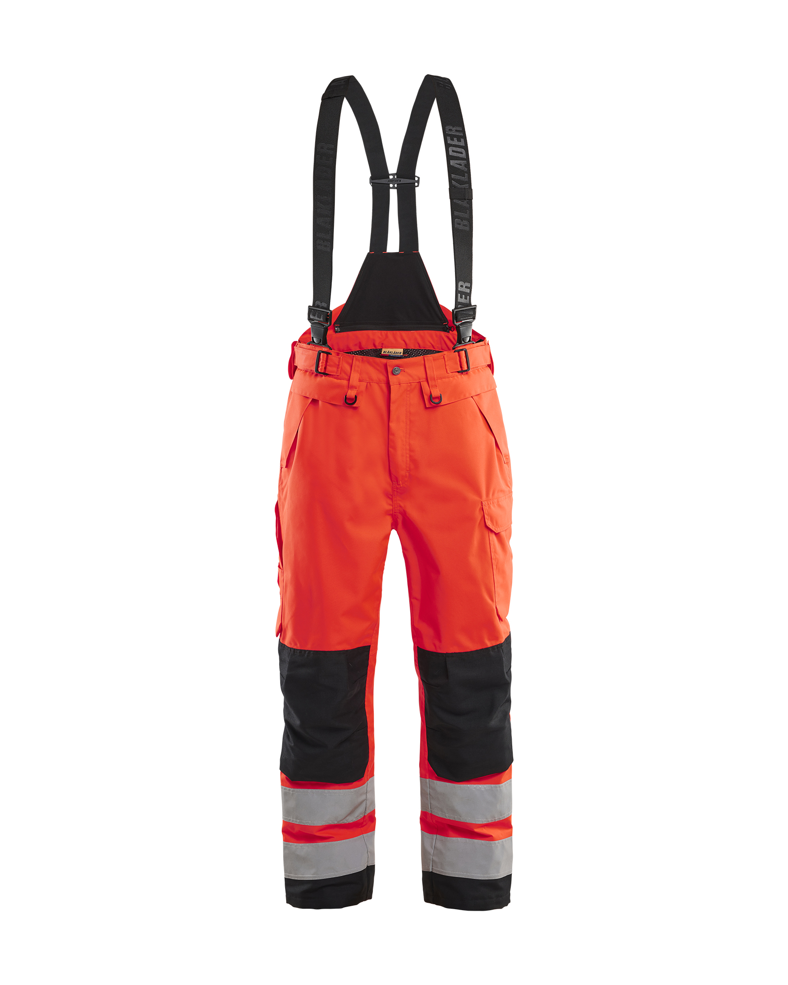 Pantalon de travail à bretelles haute-visibilité hardshell - Rouge fluo/Noir image