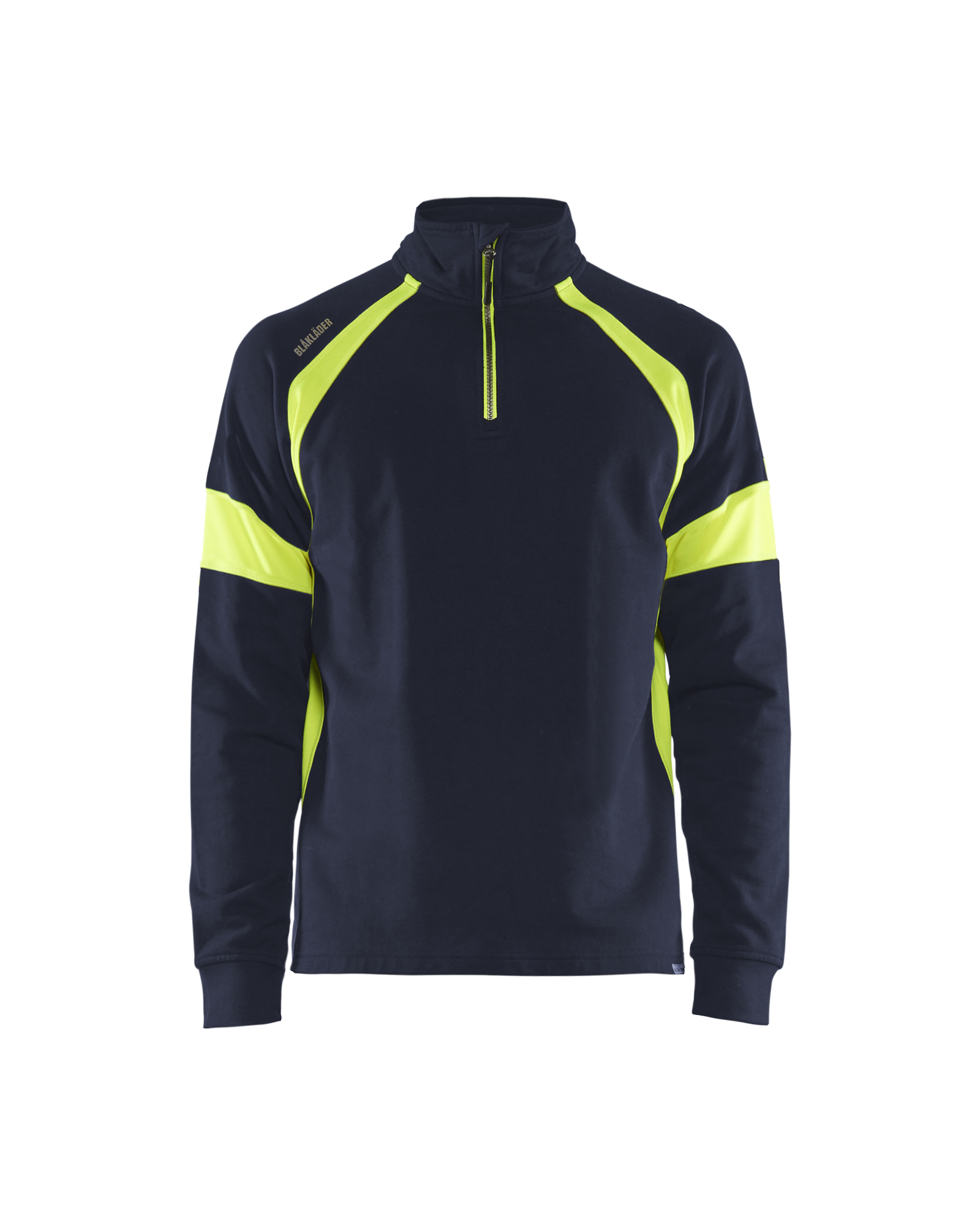 Sweat de travail col camionneur visible - Marine/Jaune fluo image