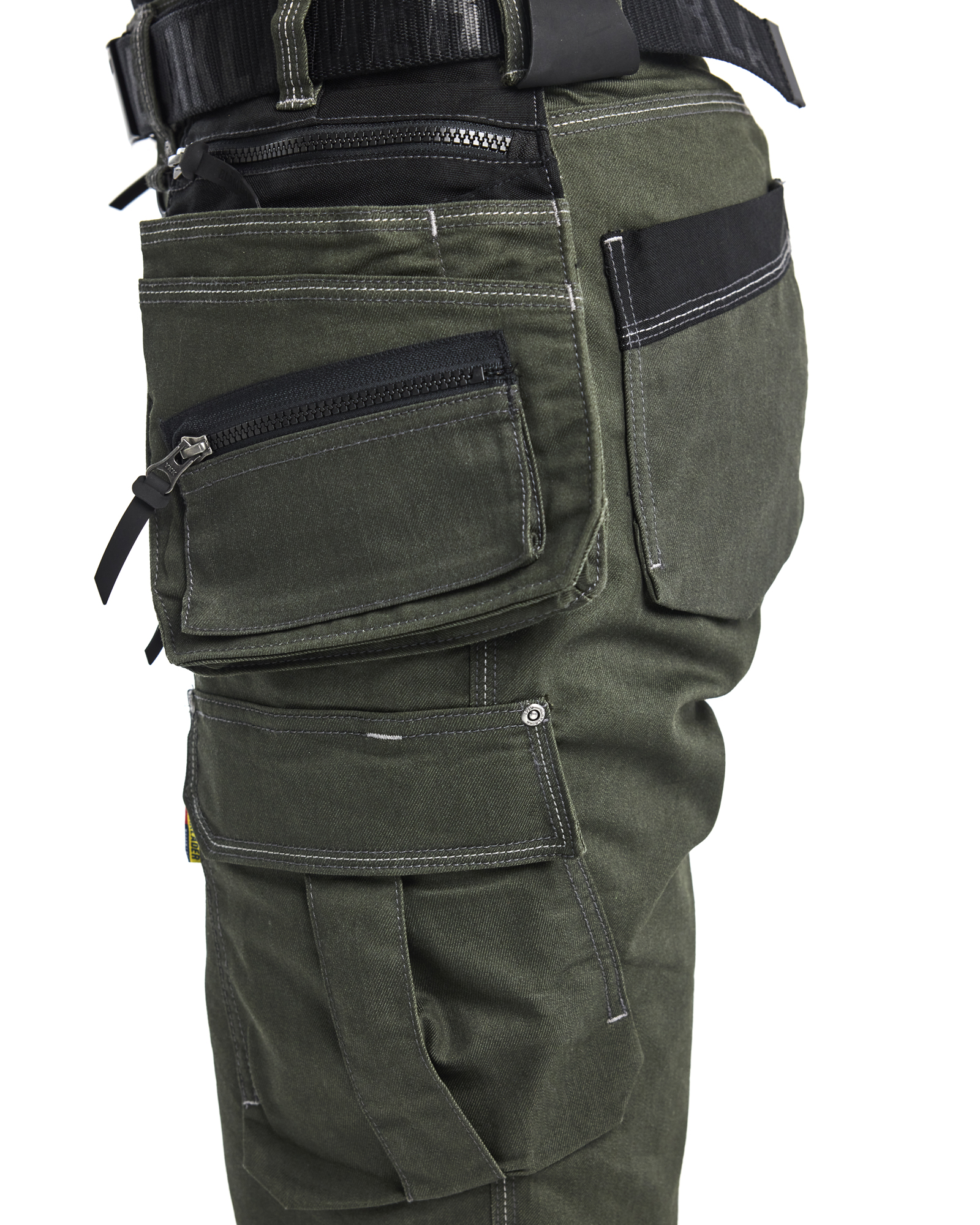 Short de travail X1900 Denim stretch femme feMyanMare - Vert forêt/Noir image