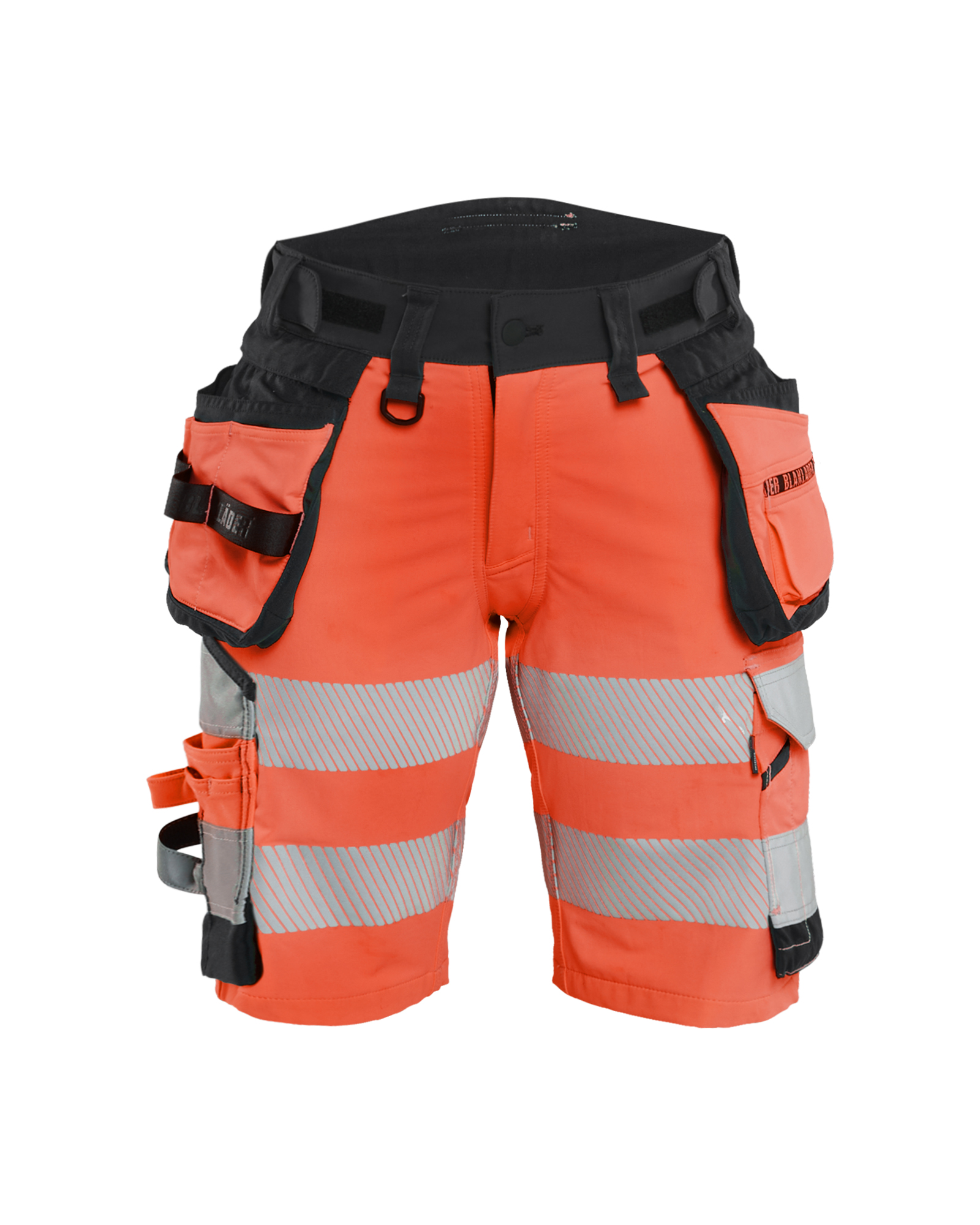 Short de travail stretch 4D haute-visibilité avec poches flottantes femme feMyanMare - Rouge fluo/Noir image
